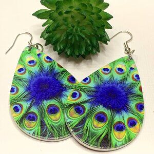 Peacock Earring, Peacock Jewelry, Bird Earring, Silly Earring, Novelty Earring